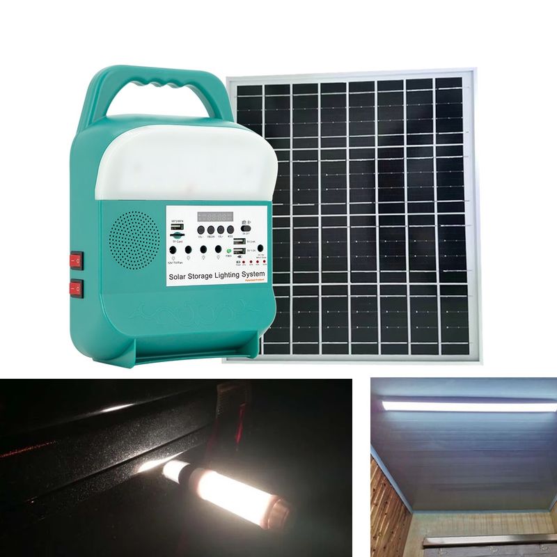 আউটডোর পোর্টেবল সোলার চালিত LED লাইট 16W ছোট শক্তি সঞ্চয়স্থান আলো সিস্টেম