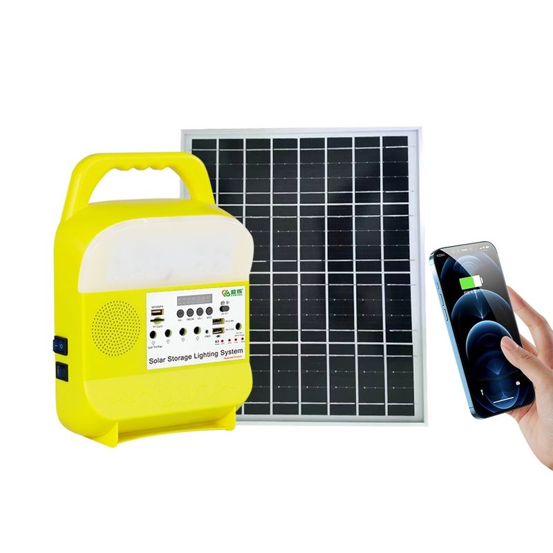 16W সোলার চার্জিং লাইট পাওয়ার সিস্টেম LED টর্চ FM রেডিও আউটডোর ক্যাম্পিং SRE-815B