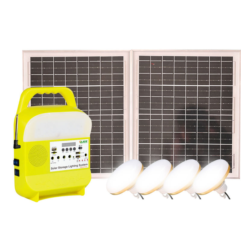 45W 16V মিনি ছোট সোলার লাইটিং সিস্টেম কিট LED বাতি সঙ্গে 4 বাল্ব বেড়া আউটডোর