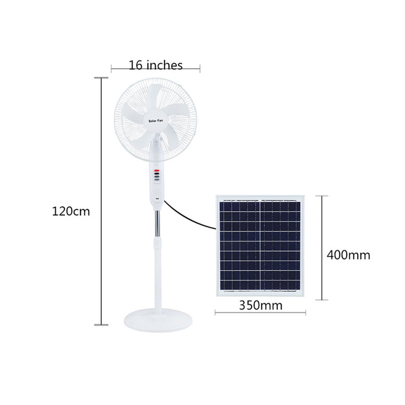 রিচার্জেবল 25W সোলার চালিত আউটডোর ফ্যান 18650 লিথিয়াম ব্যাটারি 3 প্যানেল সহ উইন্ড গিয়ারস