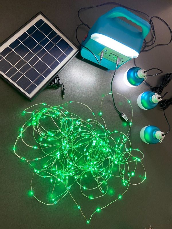 12W সোলার প্যানেল সিস্টেম 4 LED বাল্ব পোর্টেবল সোলার পাওয়ার লাইটিং সিস্টেম কিট