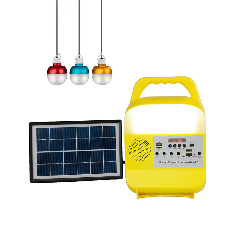 12W সোলার প্যানেল সিস্টেম 4 LED বাল্ব পোর্টেবল সোলার পাওয়ার লাইটিং সিস্টেম কিট