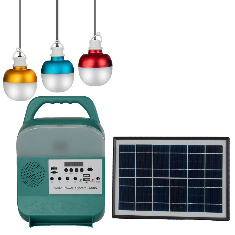 12W সোলার প্যানেল সিস্টেম 4 LED বাল্ব পোর্টেবল সোলার পাওয়ার লাইটিং সিস্টেম কিট