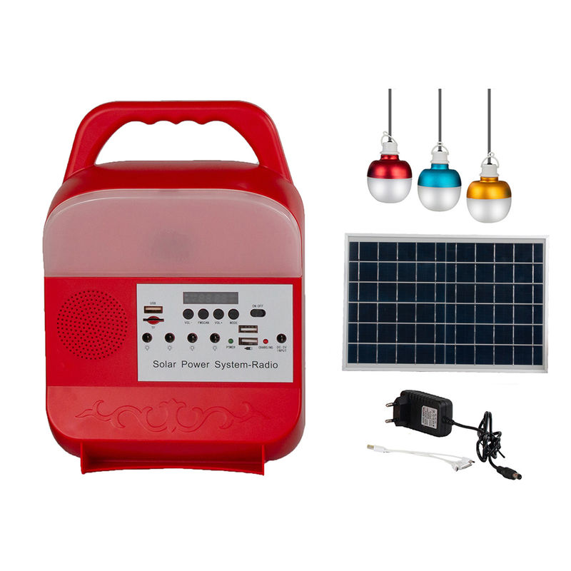 বাড়ির জন্য রিচার্জেবল ব্যাটারি 9W LED 3 বাল্ব সোলার সিস্টেম IP65 সোলার প্যানেল লাইট