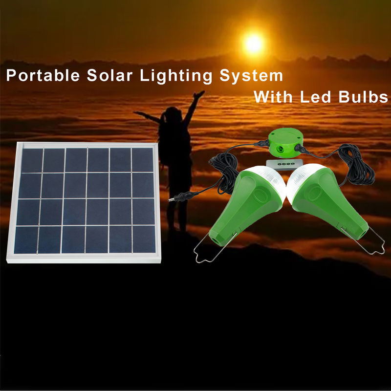 মনো সোলার প্যানেল সহ CE ROHS 10W 5V 2pcs*3W বাল্ব সোলার লাইট কিটস