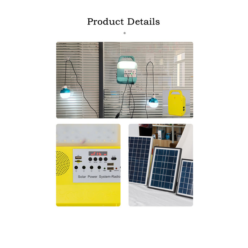 3pcs পোর্টেবল 5W সোলার জেনারেটর হোম লাইটিং সিস্টেম 3.7V স্পিকার এফএম রেডিও সহ