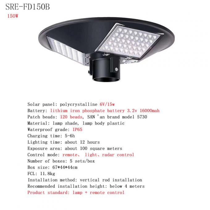 রাউন্ড UFO সোলার লাইট ওয়াটারপ্রুফ IP65 150W 250W 2
